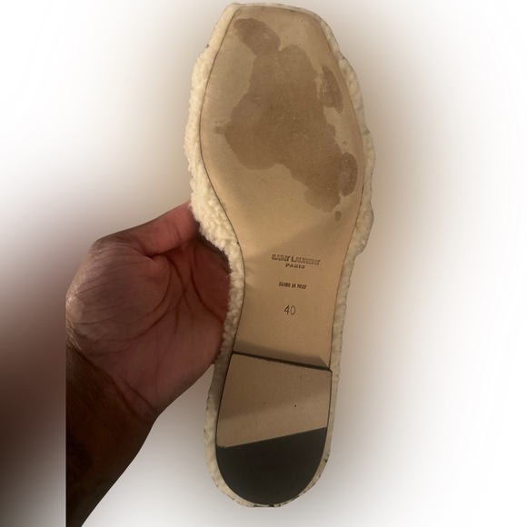 YSL Like New Tribute Shearling Flat Sandal - Picture 11 of 11
